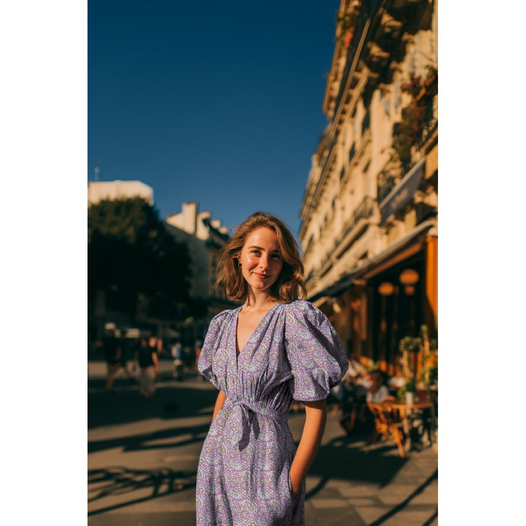 HANDCRAFTED BLOCK-PRINTED COTTON PAISLEY COGNAC