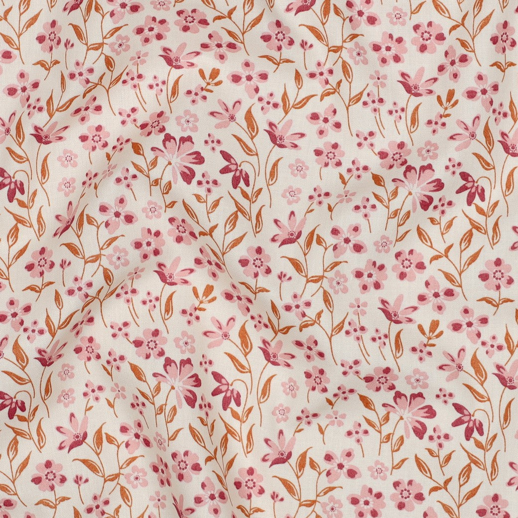 FINE POPLIN FLOWERS - PINK