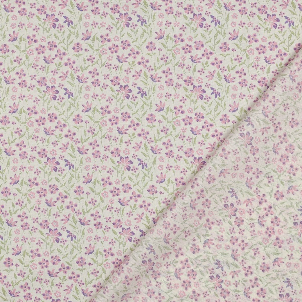 FINE POPLIN FLOWERS - PURPLE