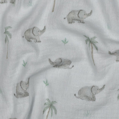 DOUBLE GAUZE DIGITAL SAFARI ANIMALS - WHITE