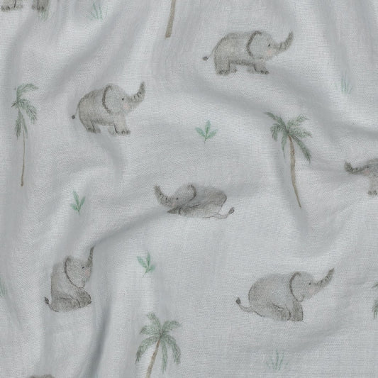 DOUBLE GAUZE DIGITAL SAFARI ANIMALS - WHITE