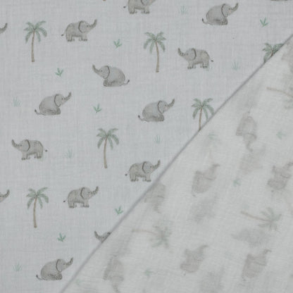 DOUBLE GAUZE DIGITAL SAFARI ANIMALS - WHITE