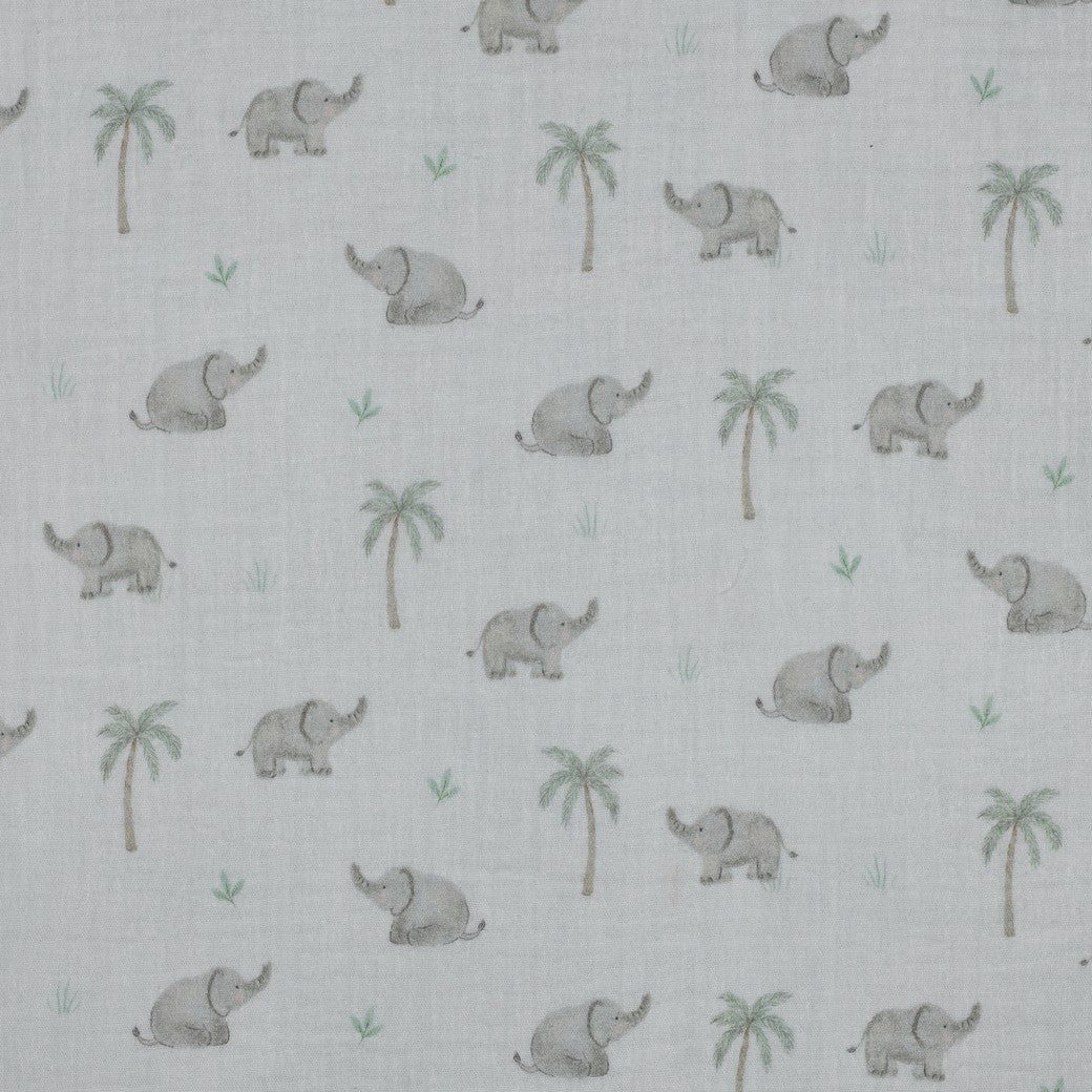 DOUBLE GAUZE DIGITAL SAFARI ANIMALS - WHITE
