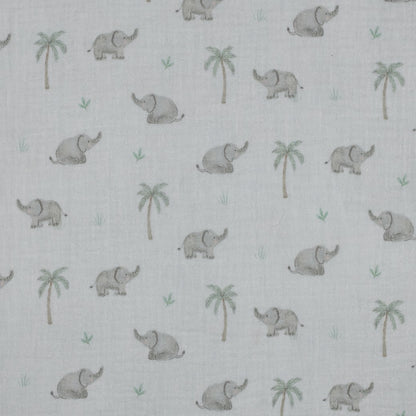 DOUBLE GAUZE DIGITAL SAFARI ANIMALS - WHITE