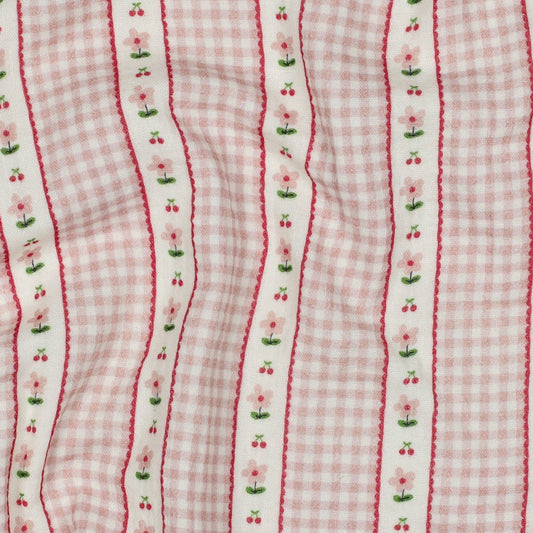 DOUBLE GAUZE DIGITAL CHECKS - PINK