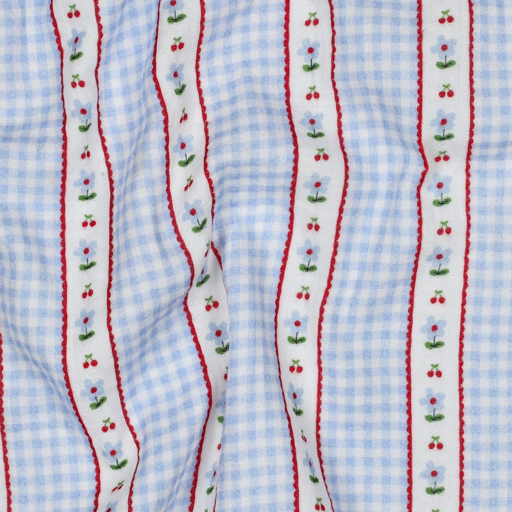 DOUBLE GAUZE DIGITAL CHECKS - BLUE
