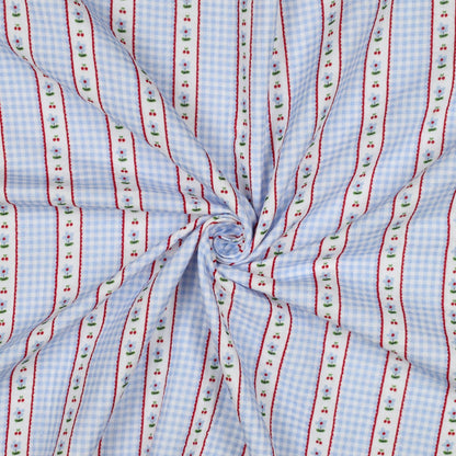 DOUBLE GAUZE DIGITAL CHECKS - BLUE