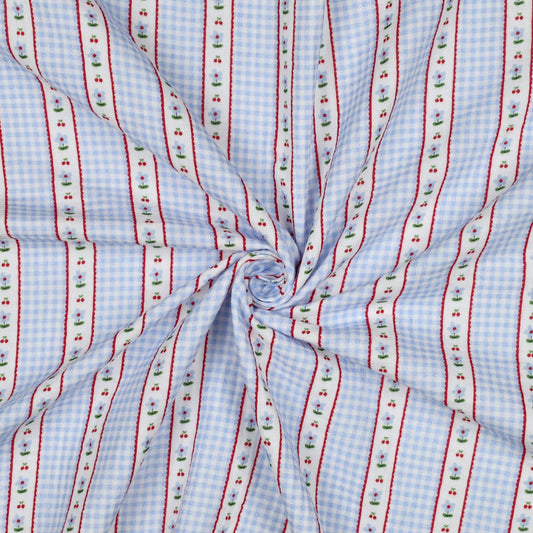 DOUBLE GAUZE DIGITAL CHECKS - BLUE