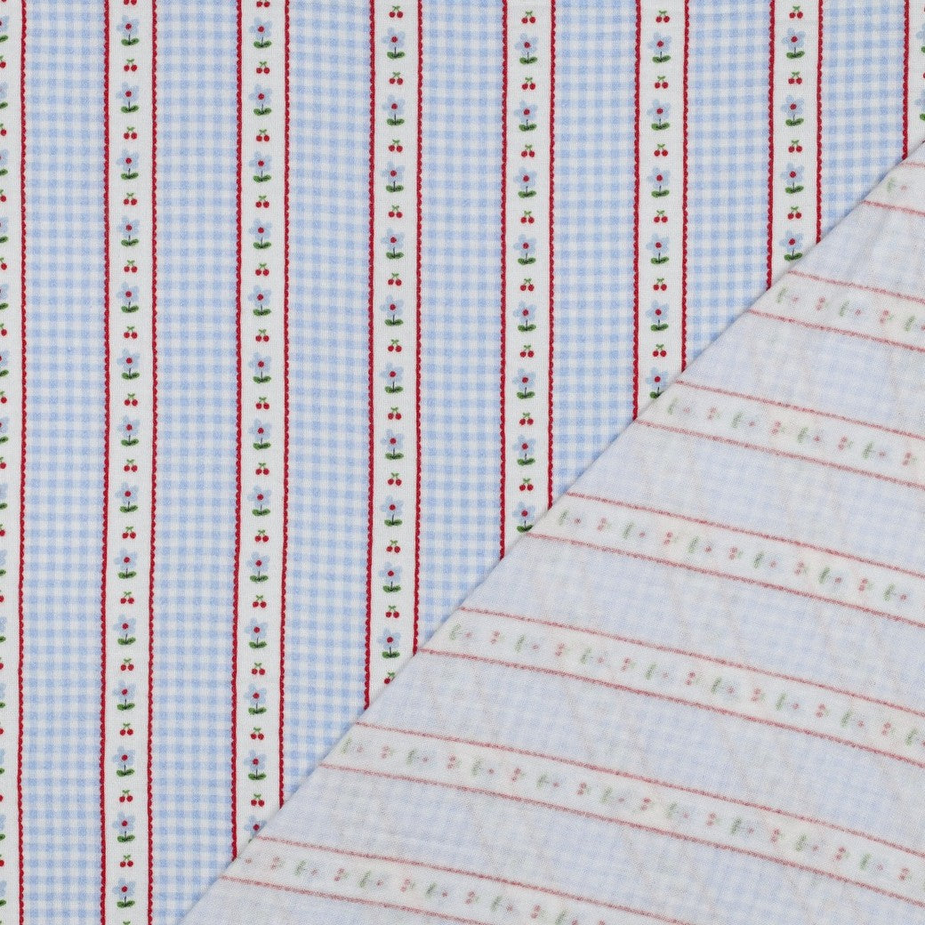 DOUBLE GAUZE DIGITAL CHECKS - BLUE