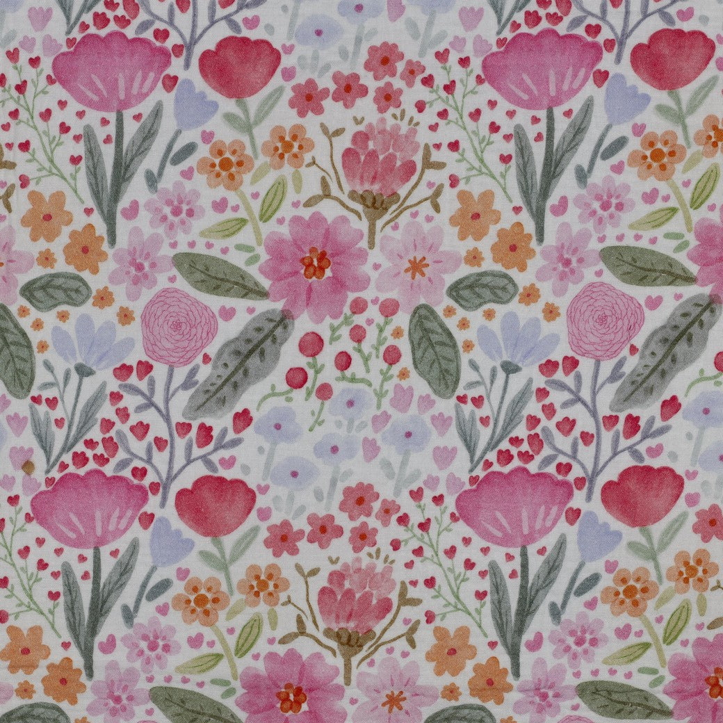 DOUBLE GAUZE DIGITAL FLOWERS - WHITE