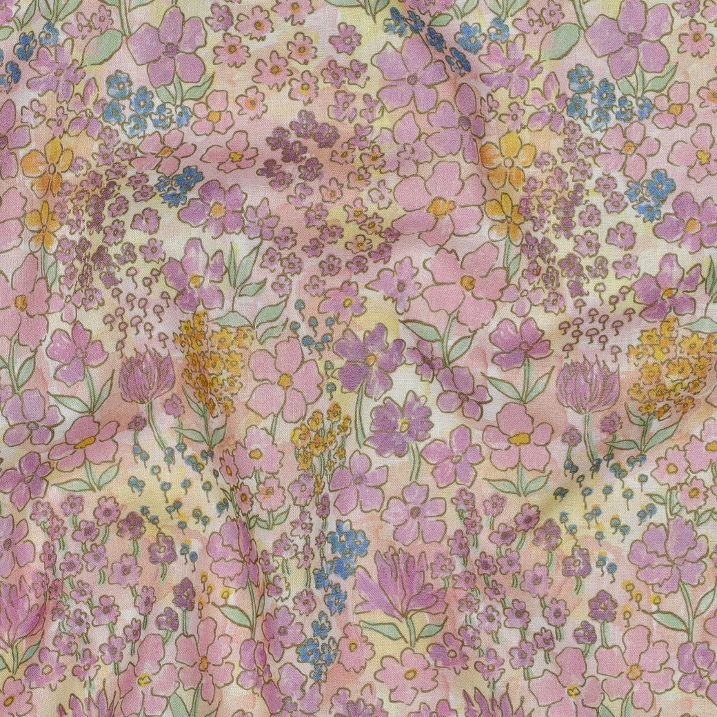 COTTON VOILE DIGITAL SMALL FLOWERS - LIGHT PINK