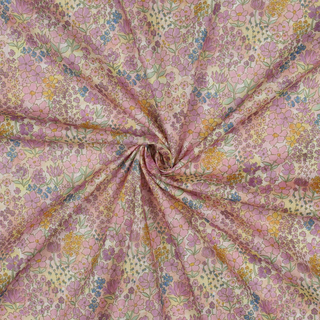 COTTON VOILE DIGITAL SMALL FLOWERS - LIGHT PINK