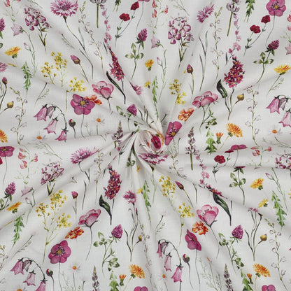 COTTON VOILE DIGITAL FLOWERS - WHITE