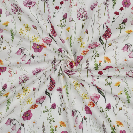 COTTON VOILE DIGITAL FLOWERS - WHITE