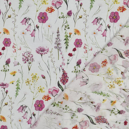 COTTON VOILE DIGITAL FLOWERS - WHITE