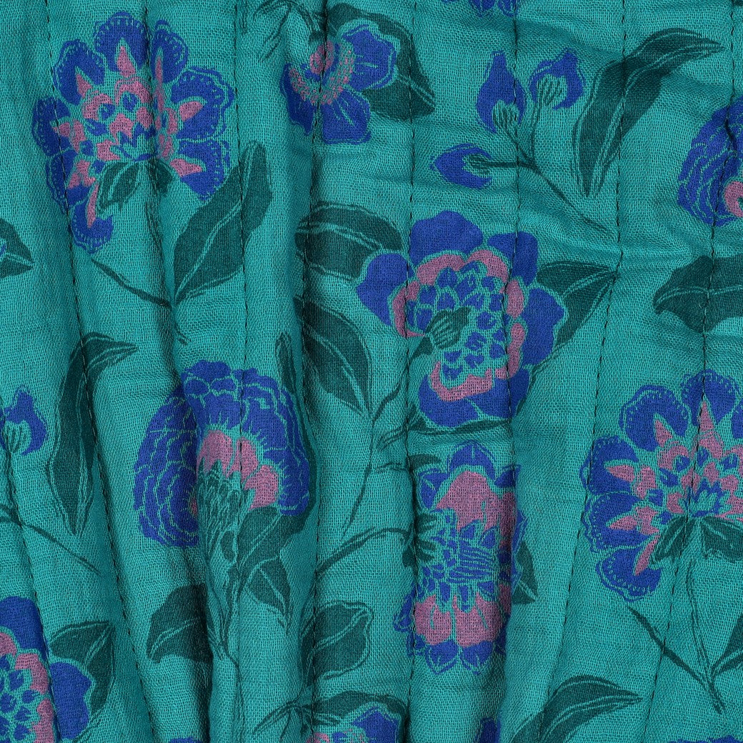 DOUBLE GAUZE STEPPED FLOWERS - PETROL