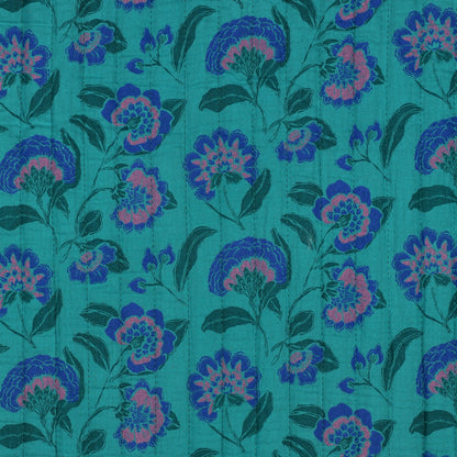 DOUBLE GAUZE STEPPED FLOWERS - PETROL