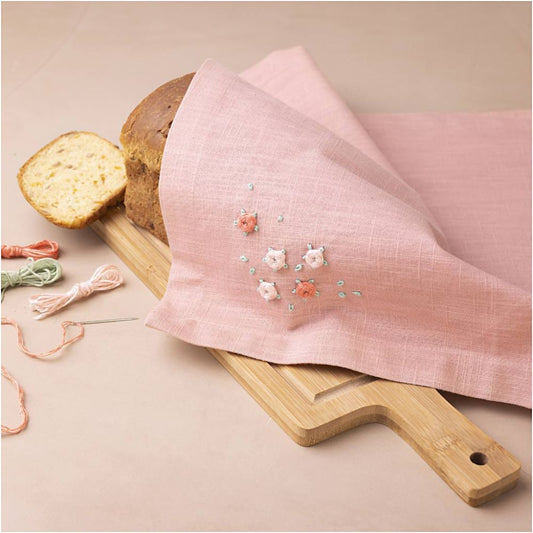 Mini Hobbyset Borduurwerk - Textiel servet, dusty rose