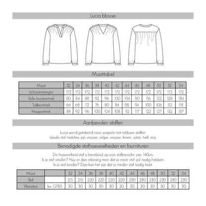 Bel'Etoile - Lucia blouse voor dames & tieners (papieren naaipatroon)