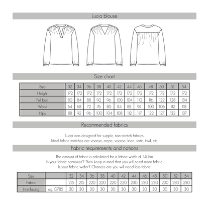 Bel'Etoile - Lucia blouse voor dames & tieners (papieren naaipatroon)