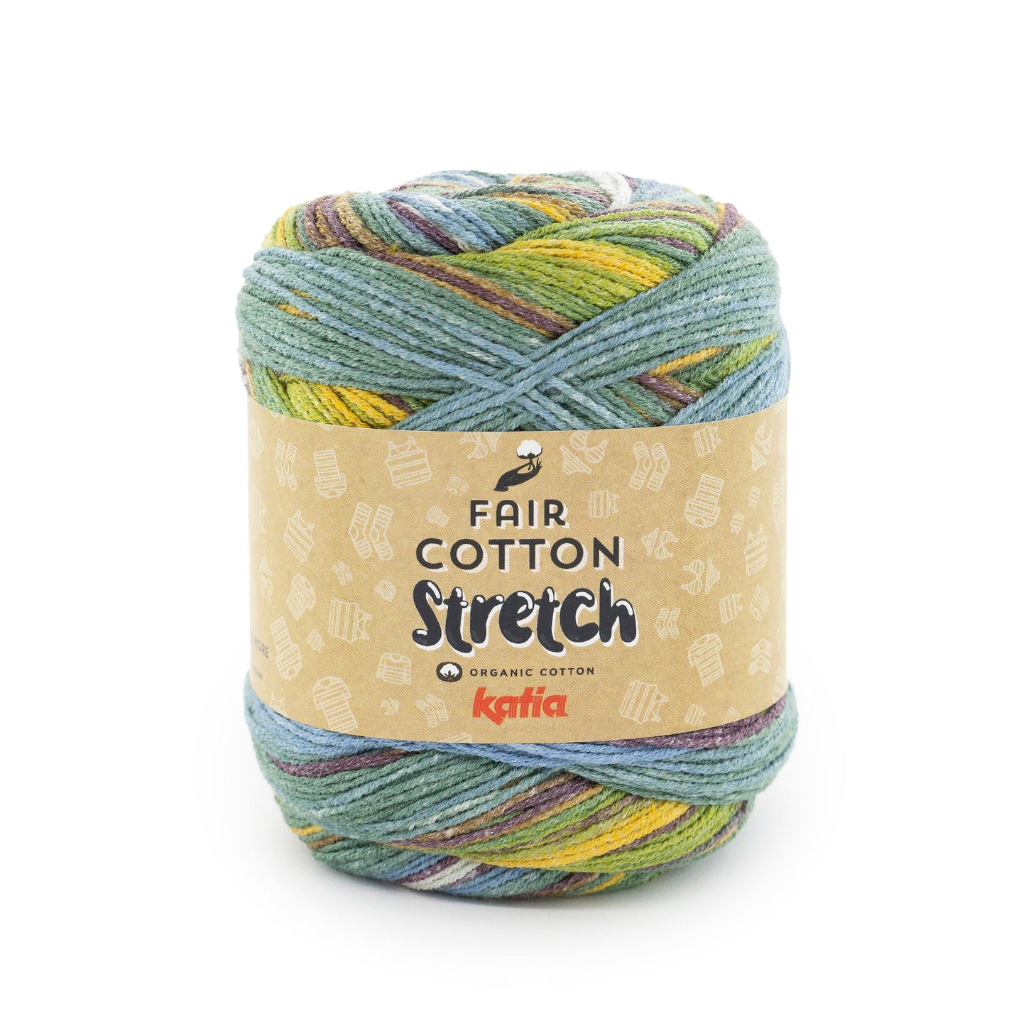 FAIR COTTON STRETCH Blauw-Groen-Geel 100