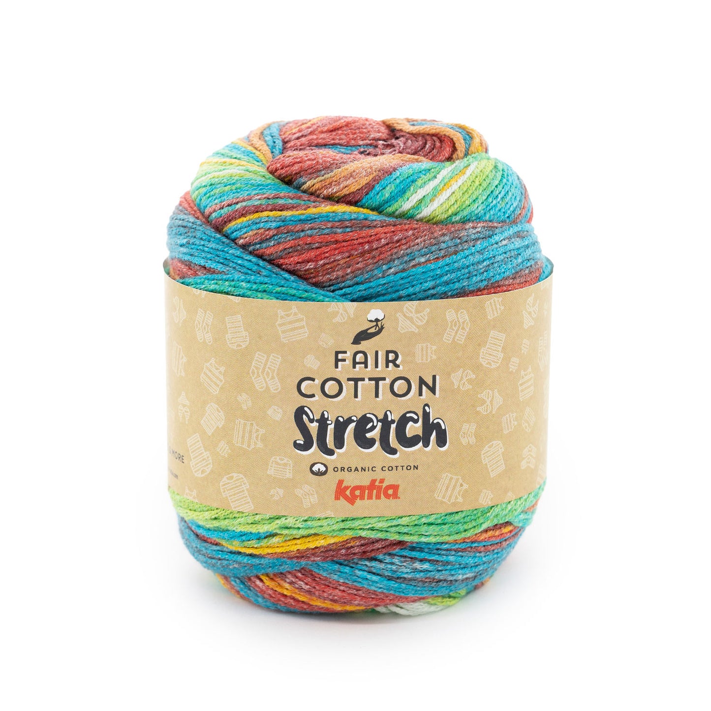 FAIR COTTON STRETCH Groen-Rood-Blauw-Geel 104