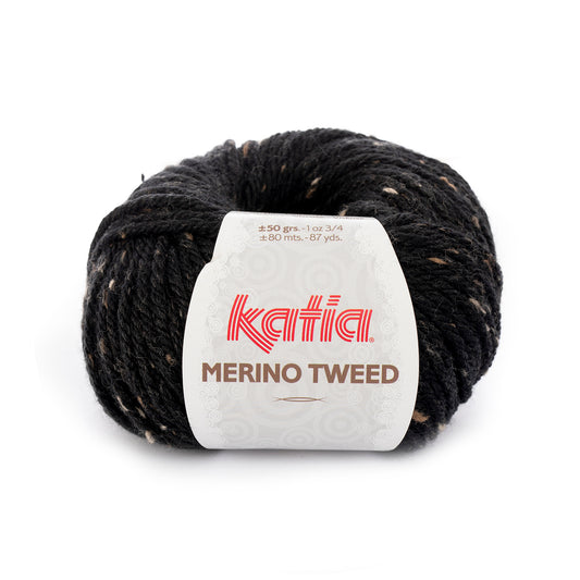 Katia Merino Tweed  Zwart-Zeer donker grijs kleur - 309