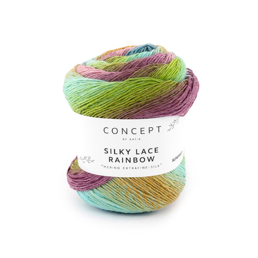 Silky Lace Rainbow Water blauw-Pistache-Kauwgom roze kleur - 305
